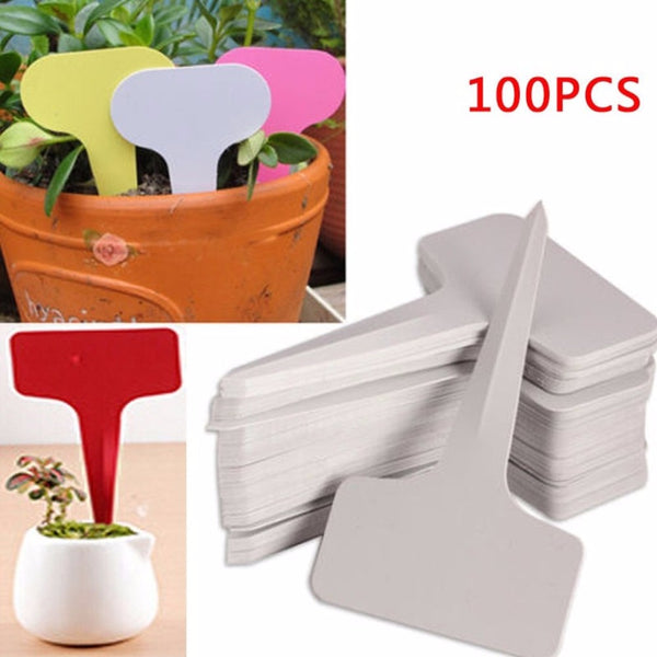 100pcs 68x48mm Plastic Plant T-type Tags Markers Nursery Garden Labels-Plant Labels-AULEY