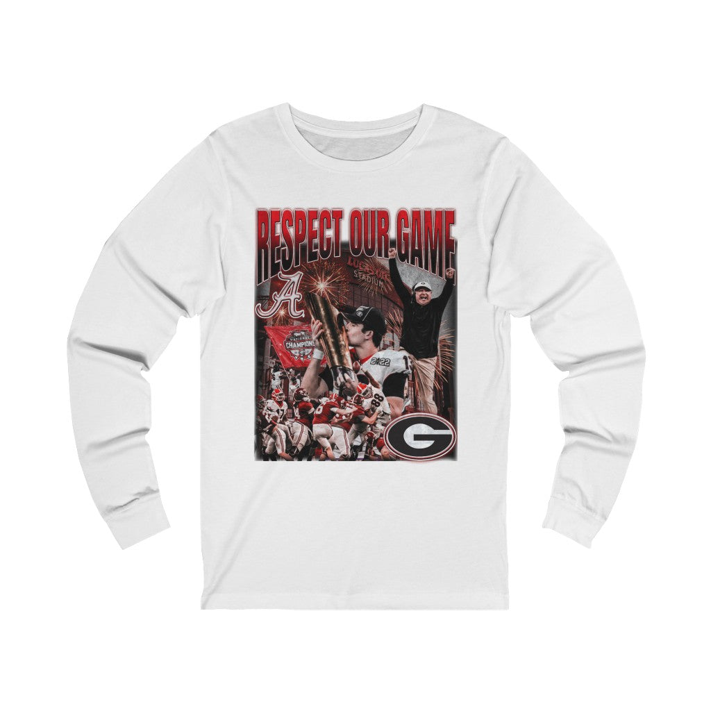 Georgia Bulldogs National Champions Vintage Style Graphic Long Sleeve T-shirt (Front & Back UGA Designs)-Long-sleeve-AULEY