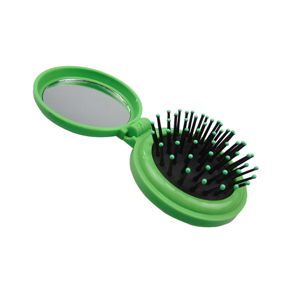 1Pcs Portable Round Mirror Hair Comb Folding Massage Hair Brush Mini Airbag Comb-Brushes & Combs-AULEY