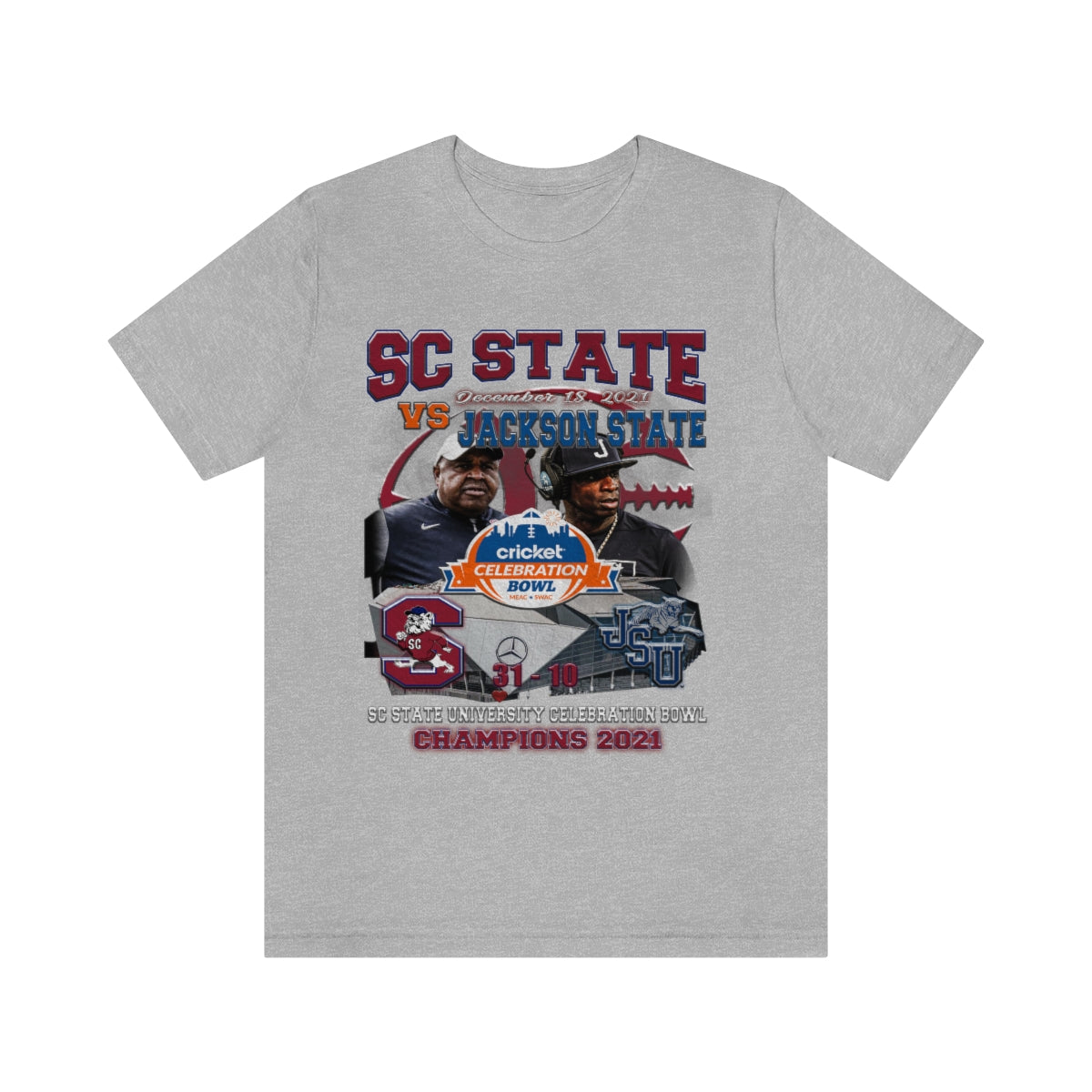 Celebration Bowl Champions 2021 - South Carolina State University T-Shirt (Designs on Front & Back)-T-Shirt-AULEY