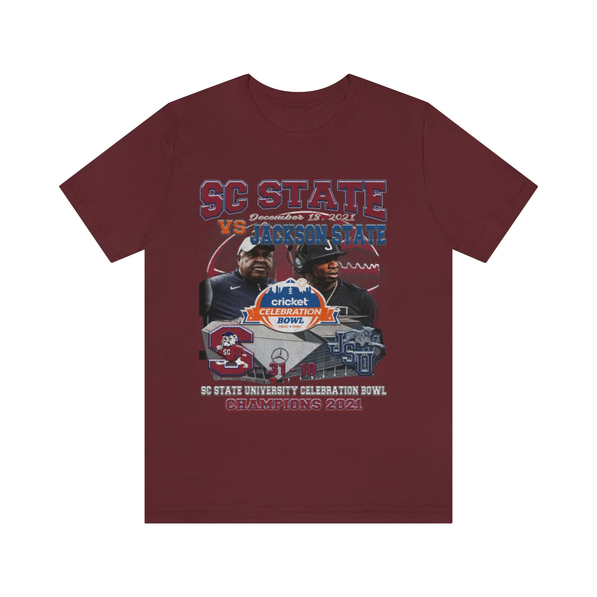 Celebration Bowl Champions 2021 - South Carolina State University T-Shirt (Designs on Front & Back)-T-Shirt-AULEY