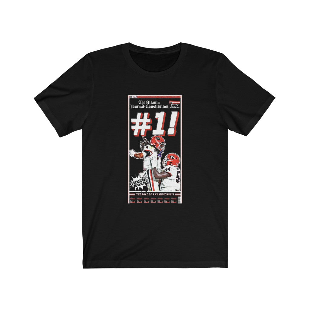 UGA Georgia Bulldogs 2022 National Championship T-shirt (AJC #1 Championship On Field Cover Design)-T-Shirt-AULEY