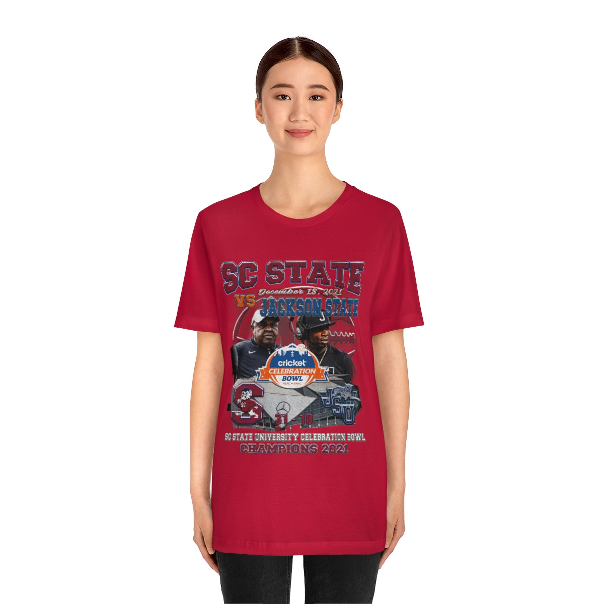 Celebration Bowl Champions 2021 - South Carolina State University T-Shirt (Designs on Front & Back)-T-Shirt-AULEY