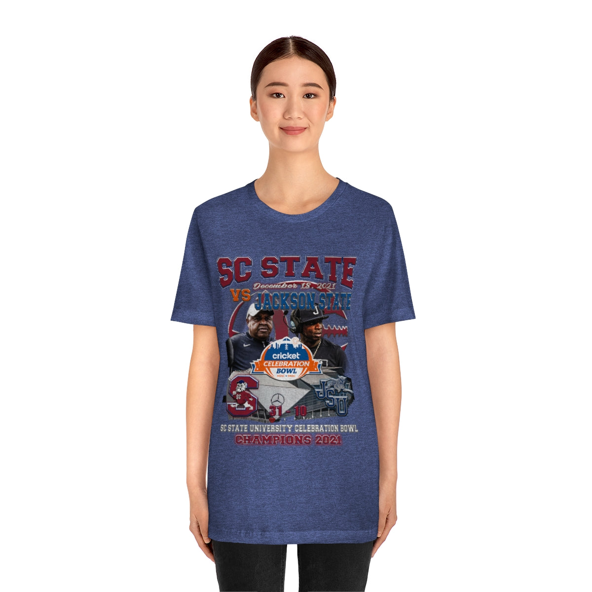 Celebration Bowl Champions 2021 - South Carolina State University T-Shirt (Designs on Front & Back)-T-Shirt-AULEY