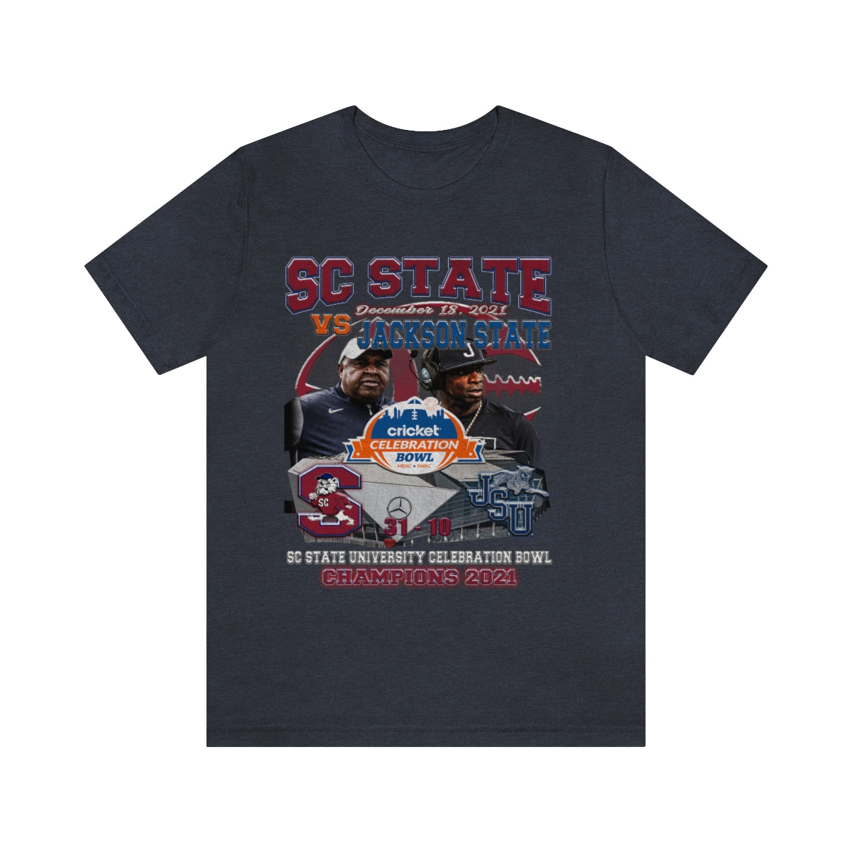 Celebration Bowl Champions 2021 - South Carolina State University T-Shirt (Designs on Front & Back)-T-Shirt-AULEY