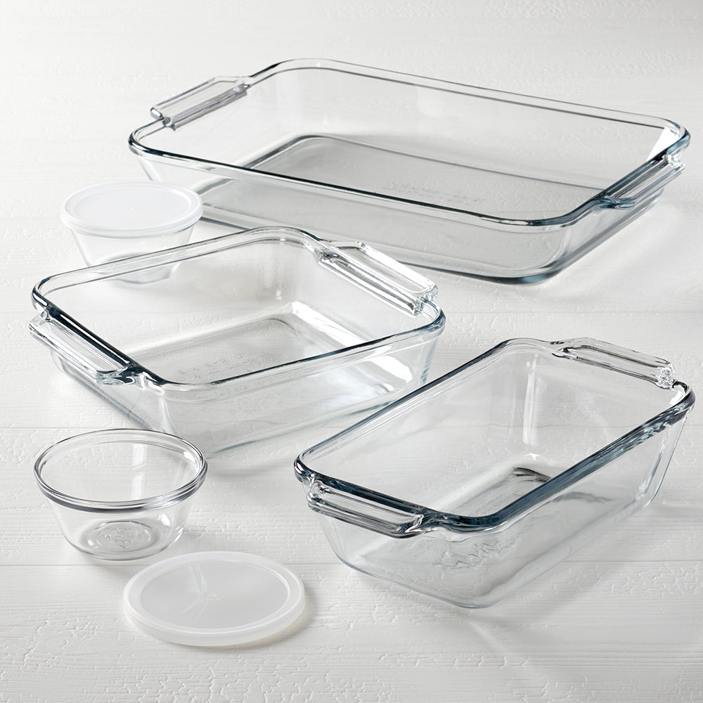 Anchor Hocking Tempered Glass Bakeware Set, 7 Piece Set-Bakeware-AULEY