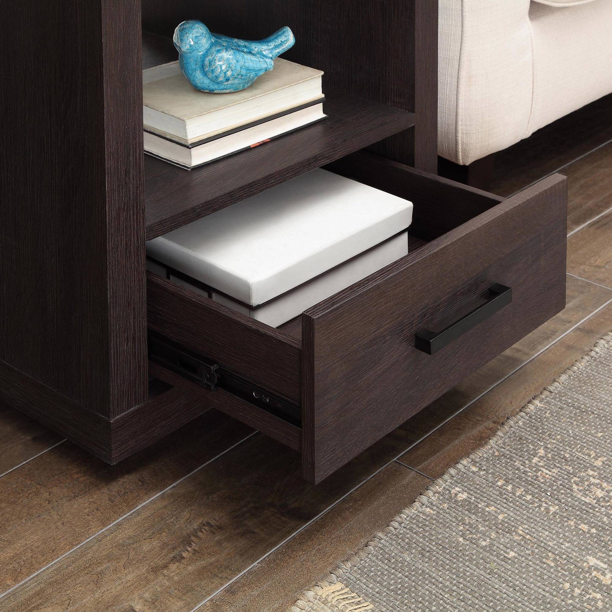 Espresso End Table With Drawer Contemporary Table Living Room Office Bedroom NEW-Wood End Tables-AULEY