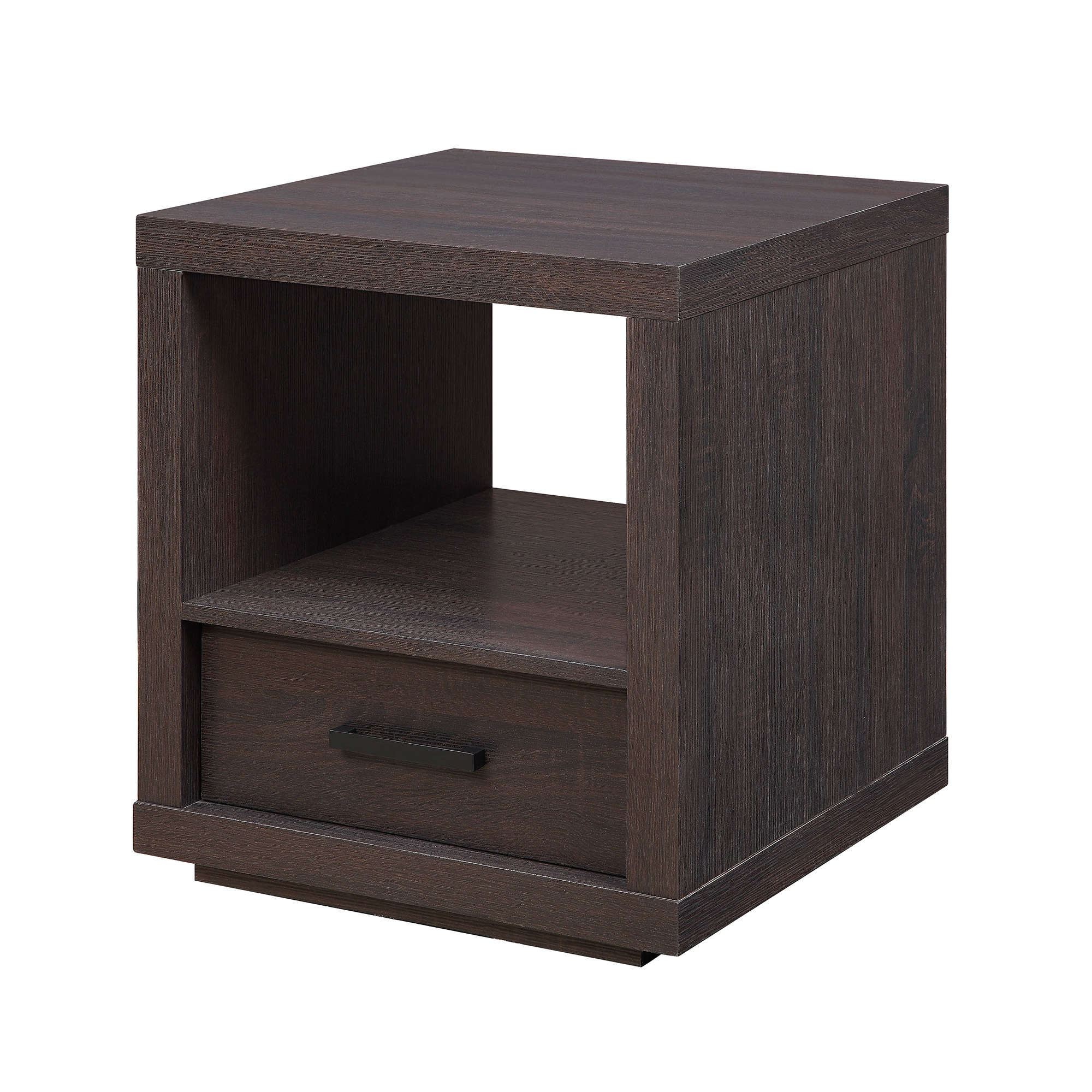 Espresso End Table With Drawer Contemporary Table Living Room Office Bedroom NEW-Wood End Tables-AULEY