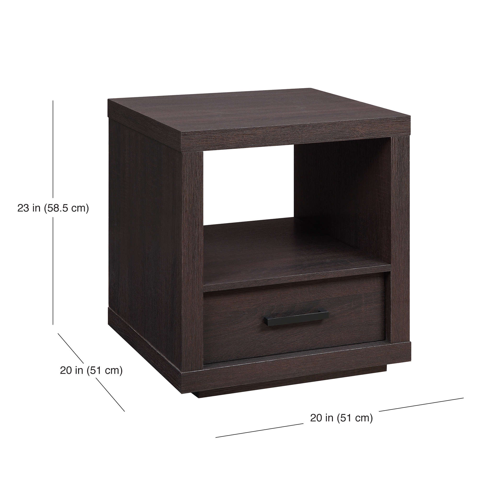 Espresso End Table With Drawer Contemporary Table Living Room Office Bedroom NEW-Wood End Tables-AULEY