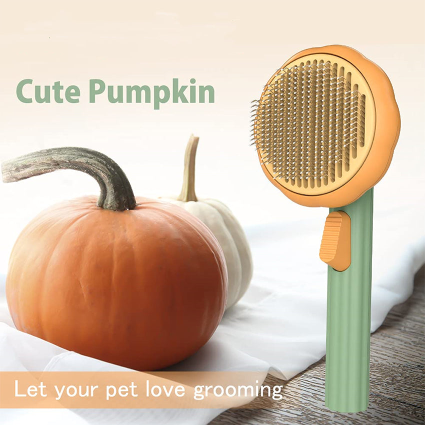 Pumpkin Color Self Cleaning Slicker Comb Pet Dog Cat Puppy Grooming Brush Tools-Brushes, Combs & Rakes-AULEY