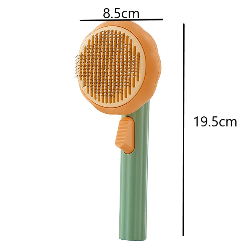 Pumpkin Color Self Cleaning Slicker Comb Pet Dog Cat Puppy Grooming Brush Tools-Brushes, Combs & Rakes-AULEY