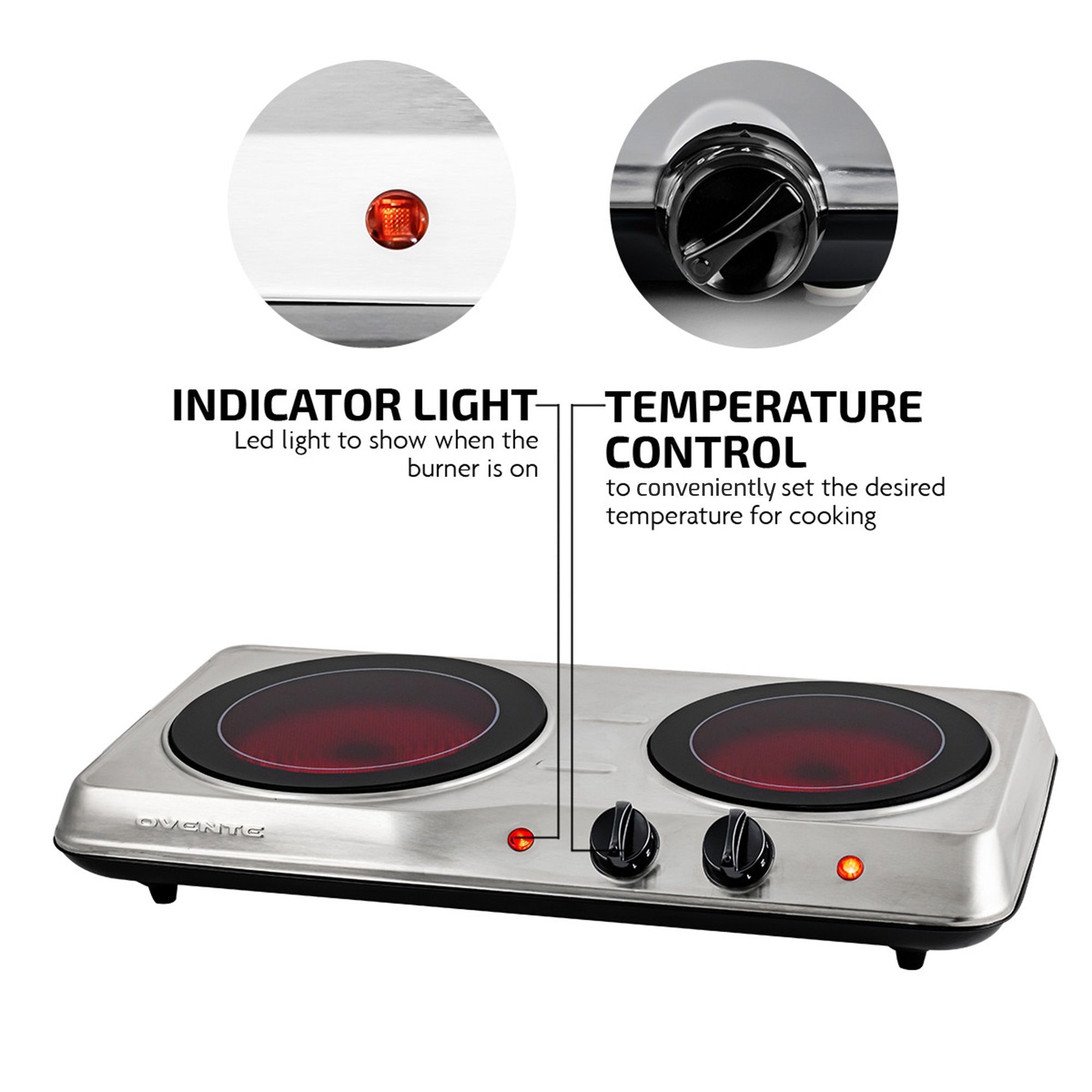 Electric Infrared Cooktop Burner Portable 2 Plate Countertop Cooking-Burners & Hot Plates-AULEY