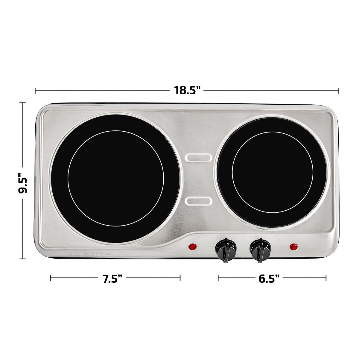 Electric Infrared Cooktop Burner Portable 2 Plate Countertop Cooking-Burners & Hot Plates-AULEY