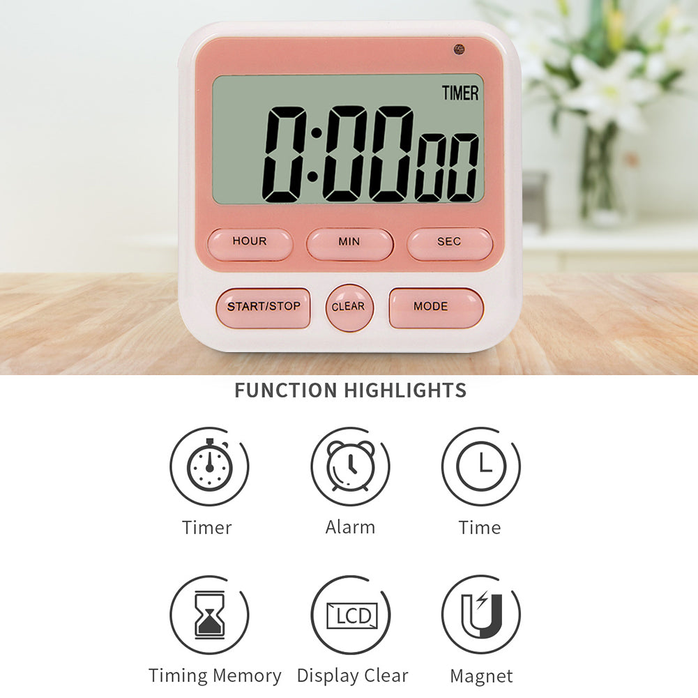 Digital Kitchen Timer with Mute Loud Alarm Switch ON/Off Switch 24 Hour Clock BD-Cooking Timers-AULEY