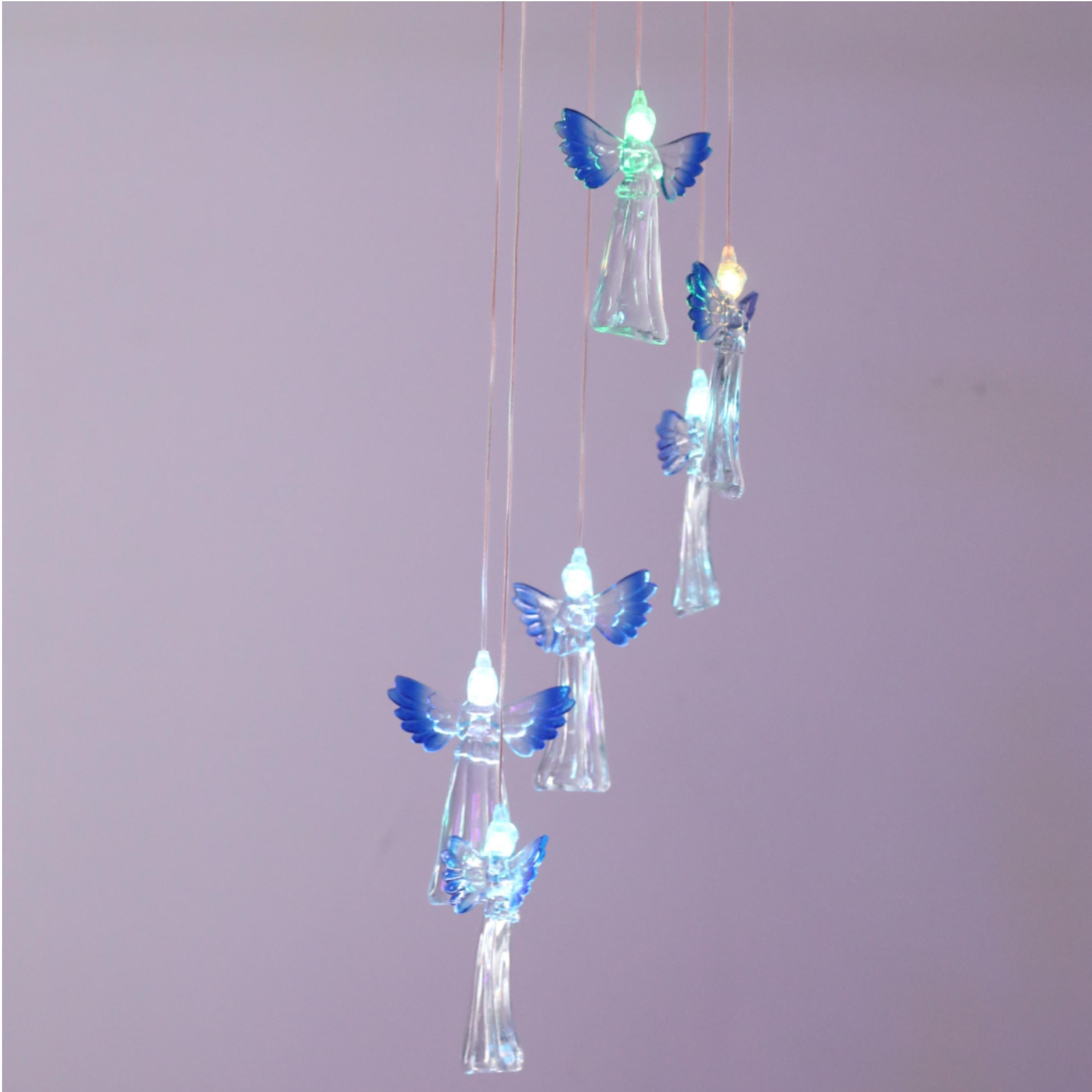 LED Solar Power Outdoor Colorful Windchime Angel Light Wind Chime Crystal Ball Hanging Yard Decoration-outdoor lighting-AULEY