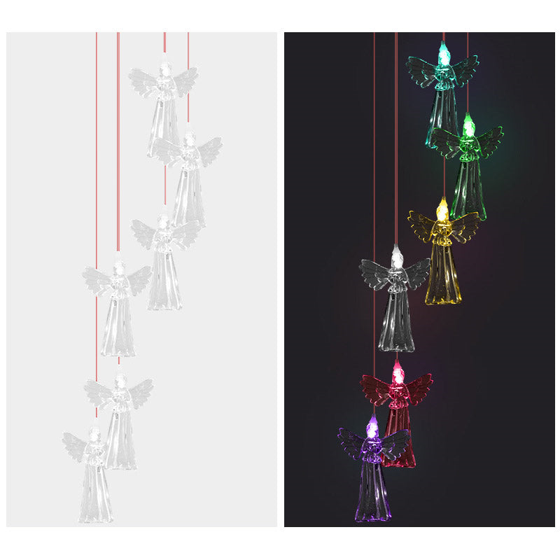 LED Solar Power Outdoor Colorful Windchime Angel Light Wind Chime Crystal Ball Hanging Yard Decoration-outdoor lighting-AULEY