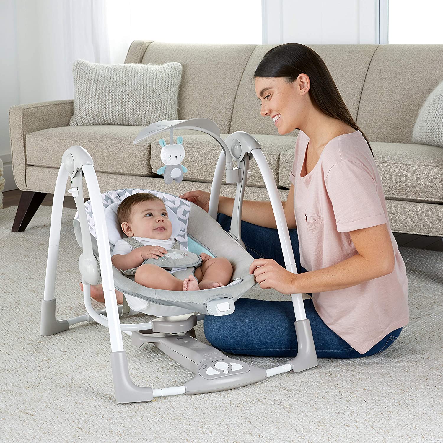Portable Baby Swing Bouncer Child Rocker Vibrate Seat Automatic Compact Foldable-Baby Swings-AULEY
