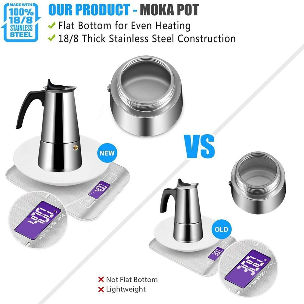 Coffee Maker Stovetop Espresso Coffee Maker Moka Coffee Pot with Coffee 300ml/6 Cups-Coffee Pots-AULEY