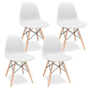 4PCS/SET Mid-Century Dining Chair Modern Style Plastic White-AULEY