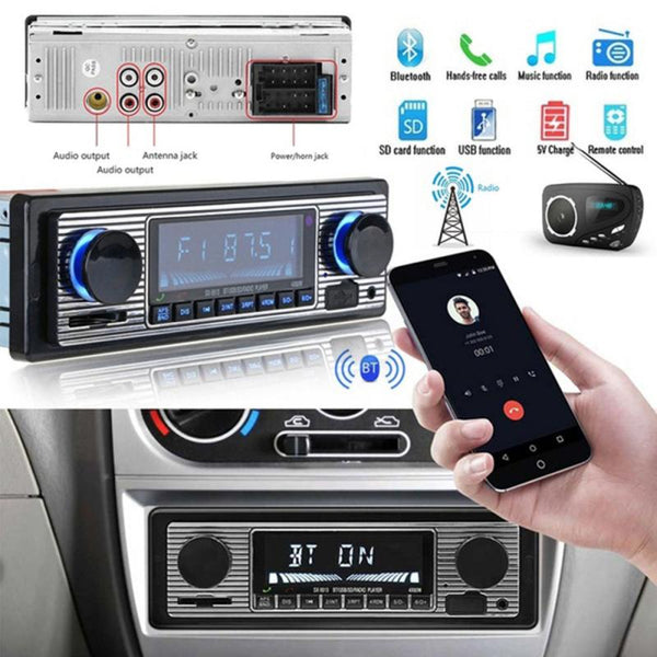 Bluetooth Vintage Car FM Radio USB Classic Stereo MP3 Player Audio Receiver AUX-car audio-AULEY