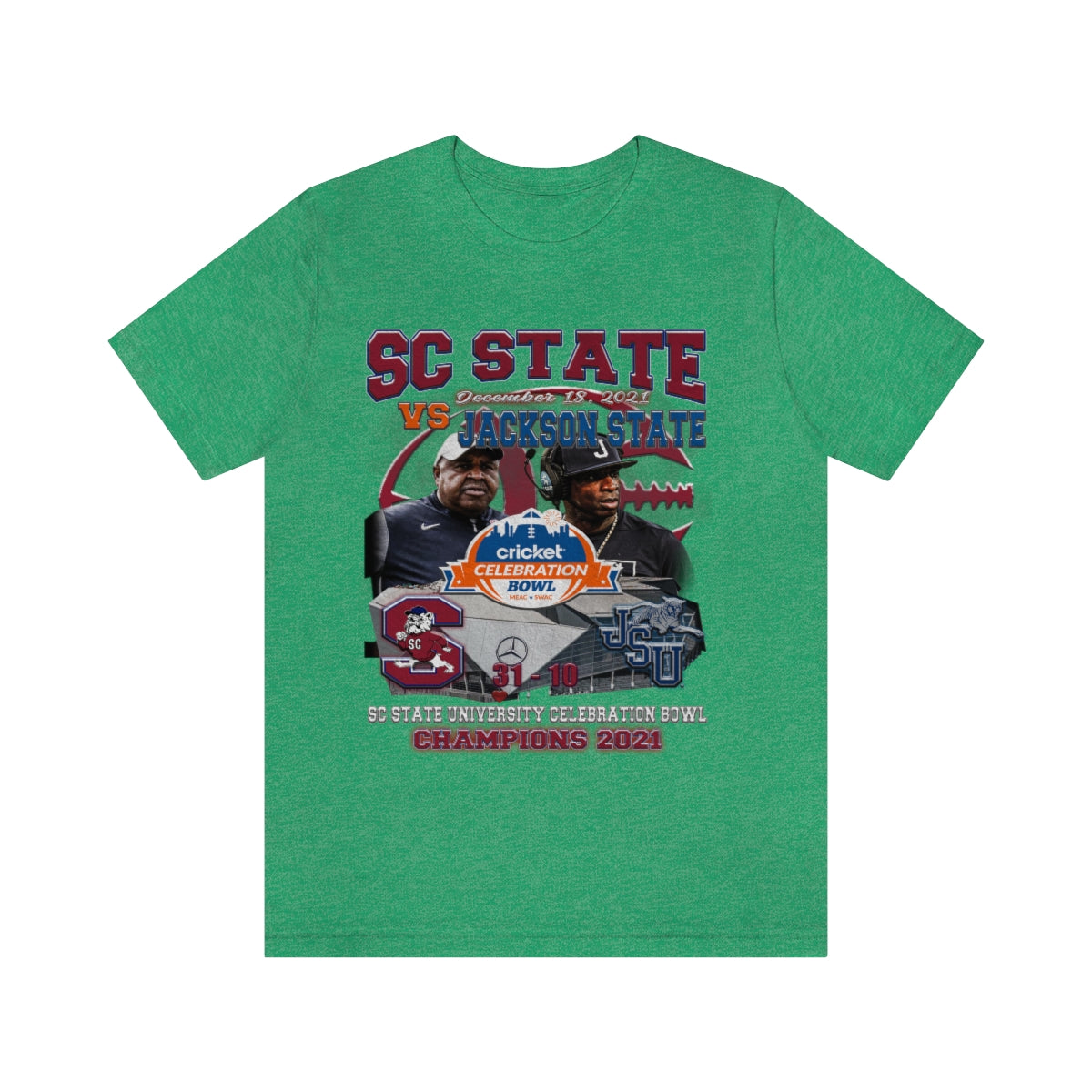 Celebration Bowl Champions 2021 - South Carolina State University T-Shirt (Designs on Front & Back)-T-Shirt-AULEY