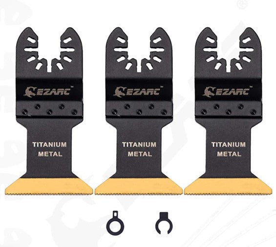 Oscillating Multitool Blade Metal Set Ezarc 3pc Titanium Multi-tools Accessory-Saw Blades-AULEY