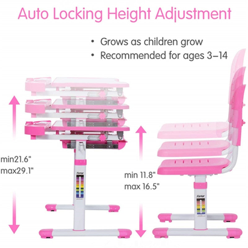 Table Chair Children's Ergonomic Study Desk Height Adjustable-AULEY