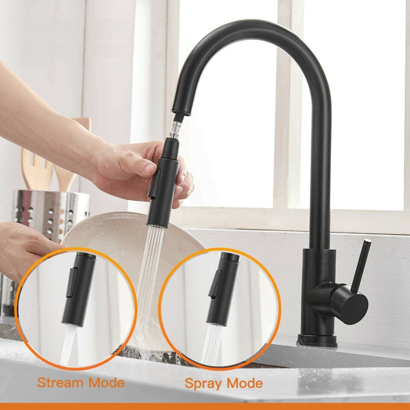 Kitchen Faucets Stainless Steel Pull Out Kitchen Sink Faucet Home Smart-AULEY