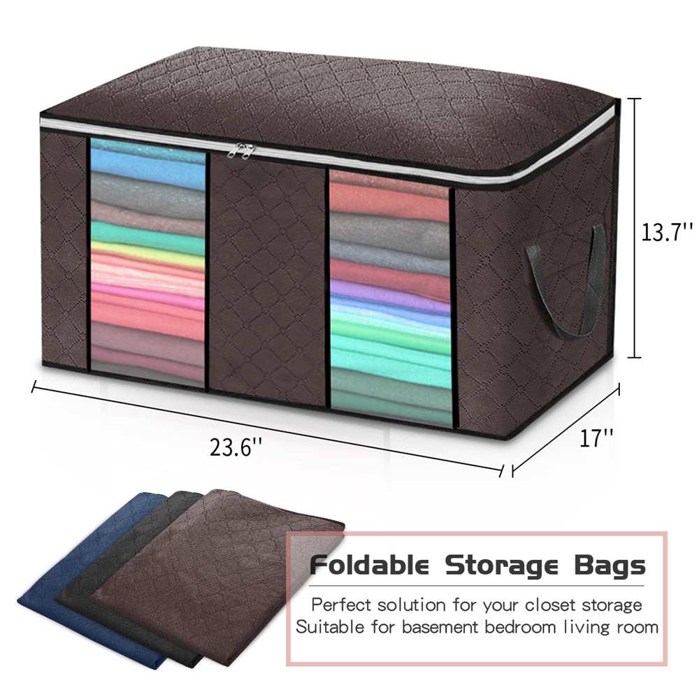 4pcs/set Foldable Clothes Quilt Storage Bags Blanket Closet Sweater Organizer-AULEY