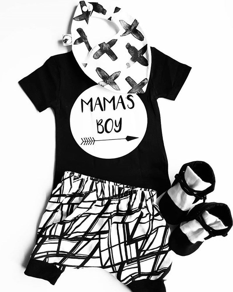 Letter Print T-Shirt Striped Pants Clothing Set-Clothing Sets-AULEY