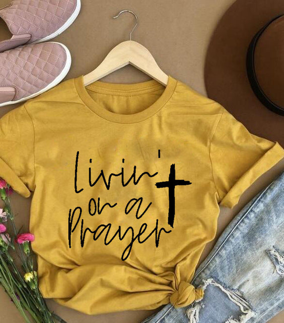 Livin' on a Prayer T-shirt Christian-T-shirt-AULEY