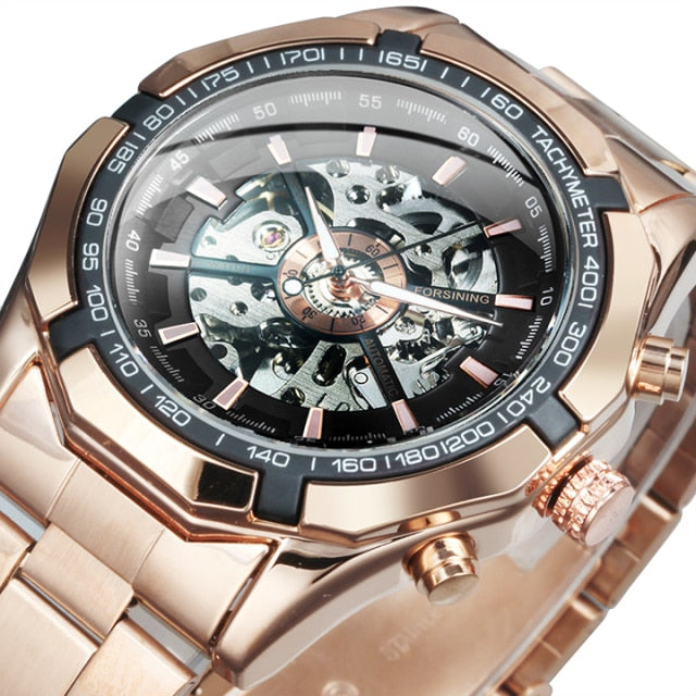Men's Stainless Steel Self-Winding Mechanical Luxury Watch-Watches-AULEY
